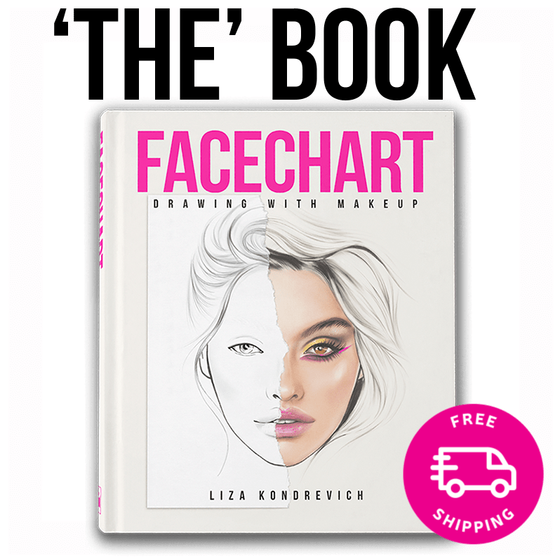 The Book about face chart makeup. The facechart book by liza kondrevich