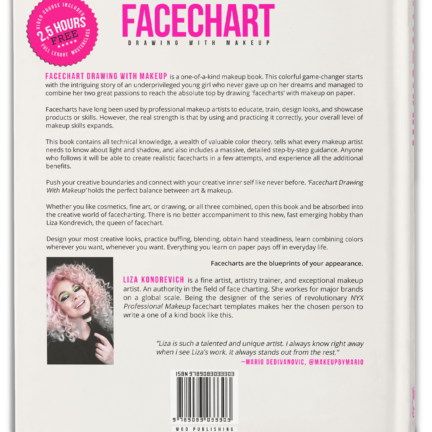 back cover of The Book about face chart makeup. The backside of the facechart book by liza kondrevich