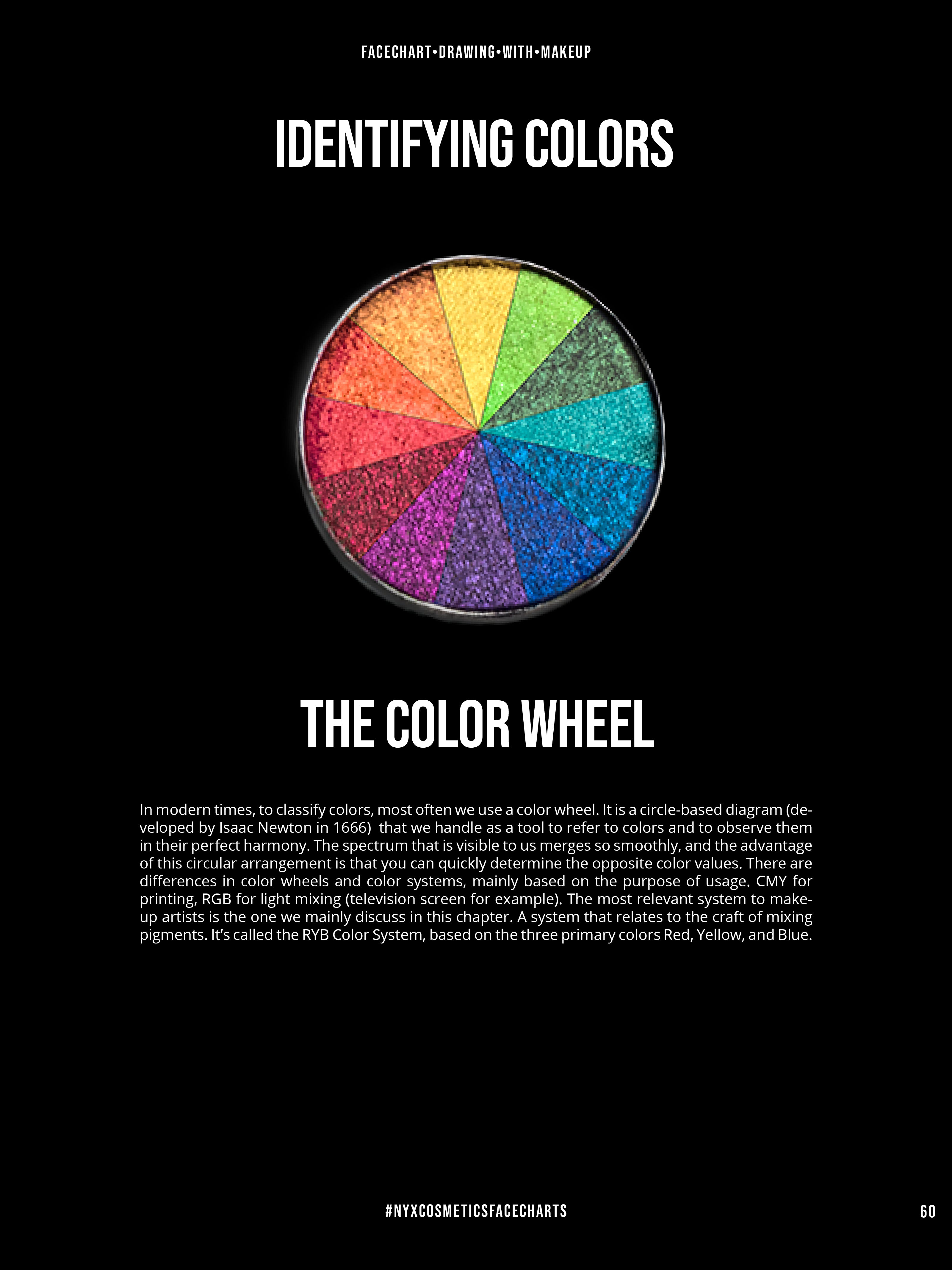 page of the Digital version of the face chart book by liza kondrevich  the color wheel